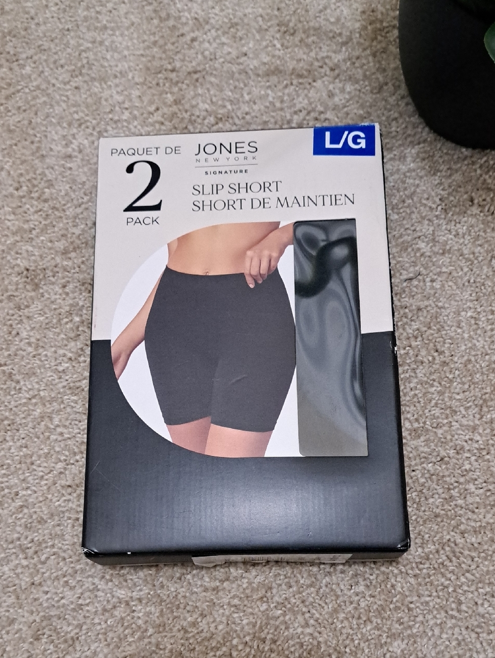 Jones New York Women's Slip Shorts 2 Pack Black Size Large Smoothing Stretch NEW